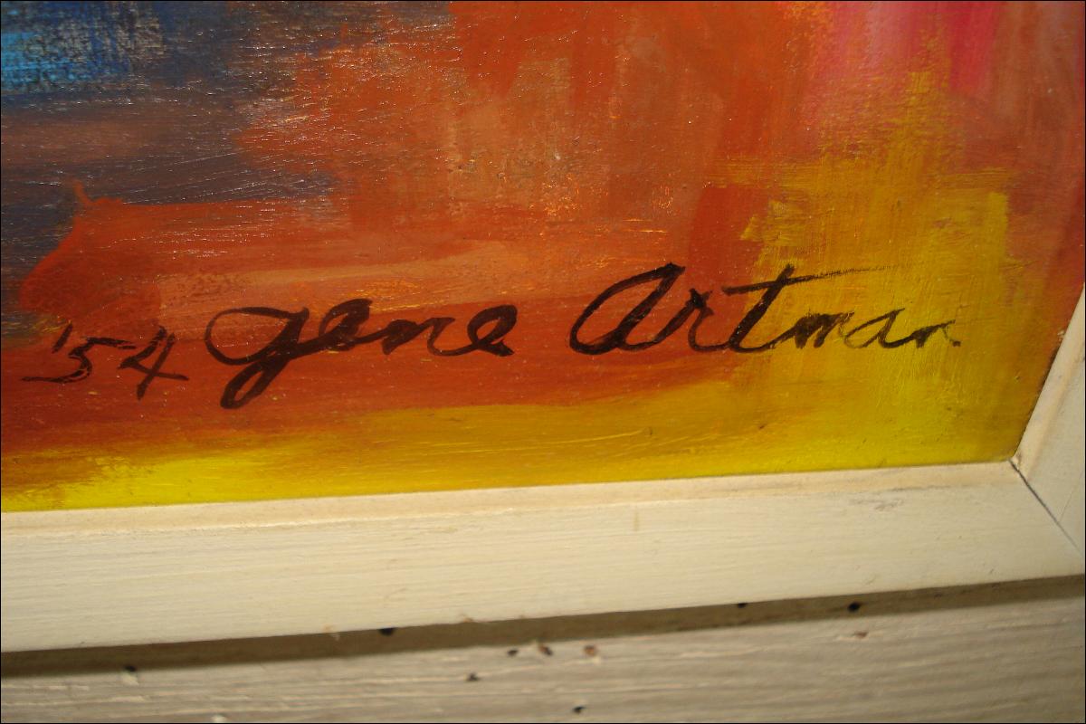 Outstanding Mid Century Oil On Board By Gene Artman, 1954