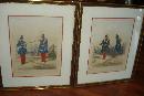 Pair Of Original Hand Colored Lithographs, French Military, 1845,