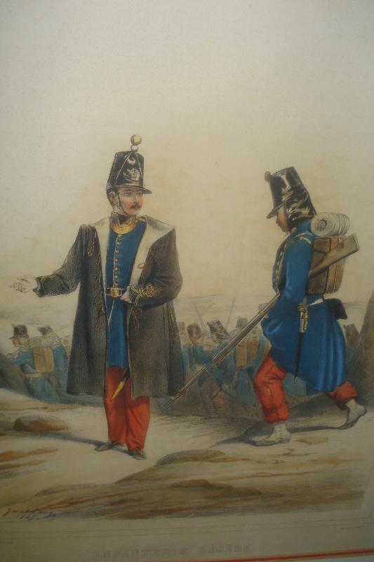 Pair Of Original Hand Colored Lithographs, French Military, 1845,