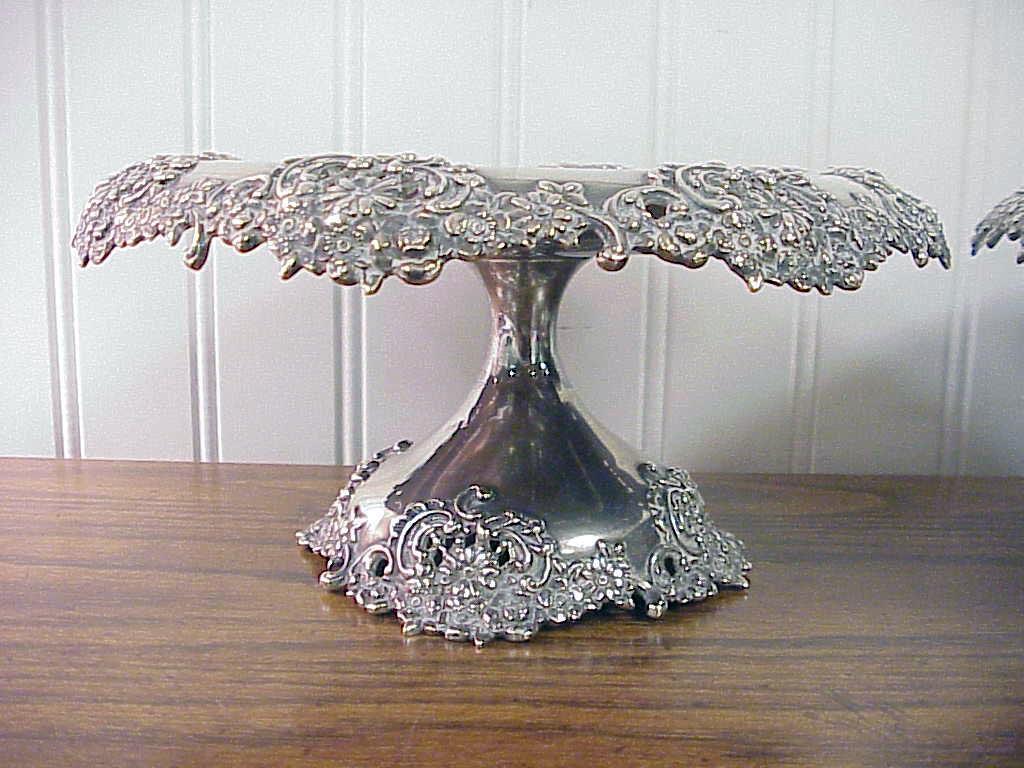 Pair Antique Ornate Reticulated Tiffany & Co Sterling Silver Footed Compotes