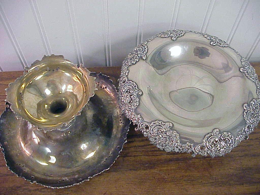 Pair Antique Ornate Reticulated Tiffany & Co Sterling Silver Footed Compotes