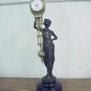Antique Semi Nude Cast Bronze Woman Junghans Swinger Clock 14.5