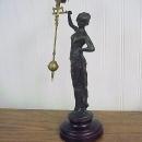 Antique Semi Nude Cast Bronze Woman Junghans Swinger Clock 14.5