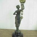 Antique Semi Nude Cast Bronze Woman Junghans Swinger Clock 14.5