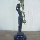 Antique Semi Nude Cast Bronze Woman Junghans Swinger Clock 14.5