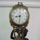 Antique Semi Nude Cast Bronze Woman Junghans Swinger Clock 14.5