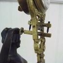 Antique Semi Nude Cast Bronze Woman Junghans Swinger Clock 14.5