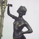 Antique Semi Nude Cast Bronze Woman Junghans Swinger Clock 14.5