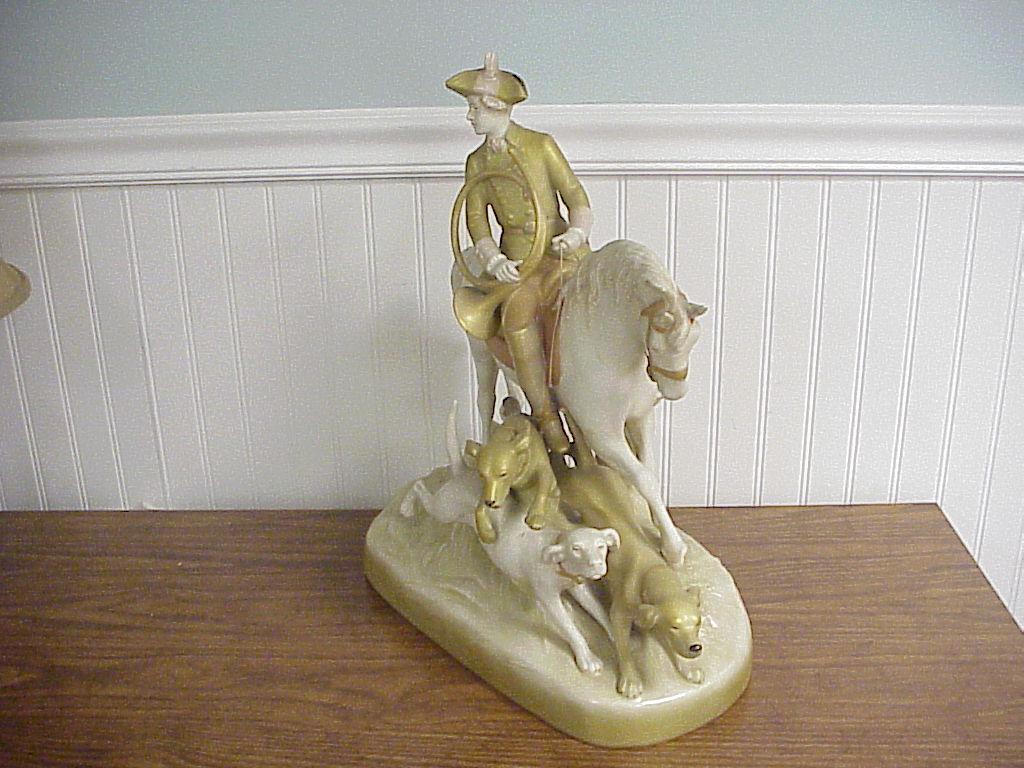 Antique Czechoslovakian Porcelain Fox Hunt Figure 29