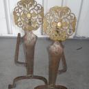 Eighteenth Century American Andirons (Pair), Pierced Bronze and Cast Iron