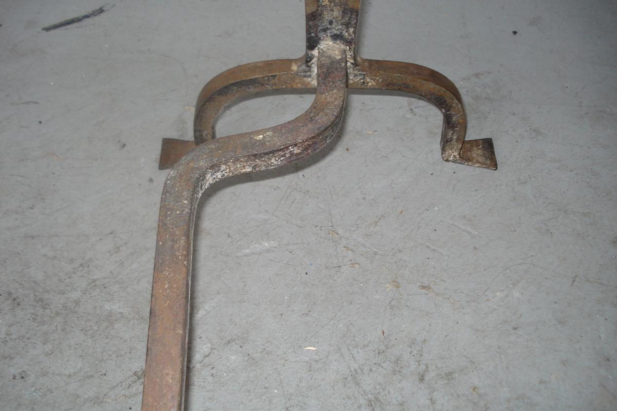 Eighteenth Century American Andirons (Pair), Pierced Bronze and Cast Iron