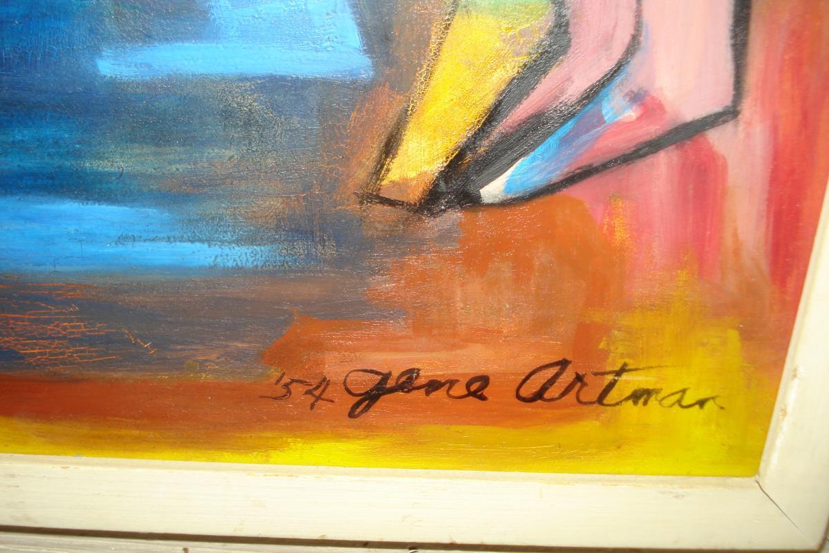 Outstanding Mid Century Oil On Board By Gene Artman, 1954
