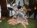 Antique Multi-colored Bronze and Ivory Sculpture, Japanese, 19th Century Meiji Period