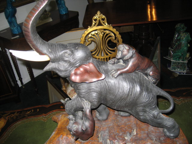 Antique Multi-colored Bronze and Ivory Sculpture, Japanese, 19th Century Meiji Period