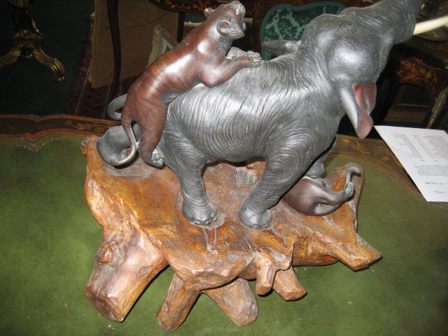 Antique Multi-colored Bronze and Ivory Sculpture, Japanese, 19th Century Meiji Period