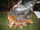 Antique Multi-colored Bronze and Ivory Sculpture, Japanese, 19th Century Meiji Period