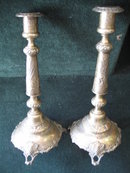 Pair of Antique Silver Candlesticks, Russian, Signed J. Ehrlich,