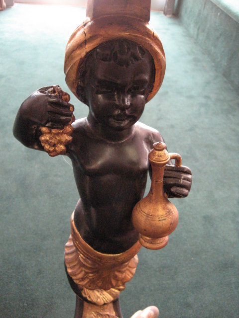 Late Eighteenth Century Assembled Pair of Ebonized, Carved and Gilded Blackamoors