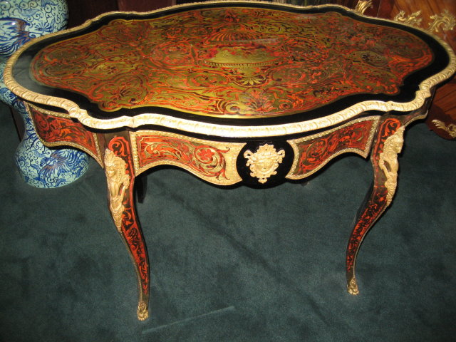 Early Nineteenth Century French Boulle Center Table with Singular Front Drawer and Exquisitely Detailed Ormolu Mounts