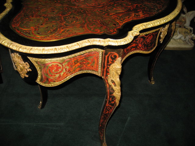 Early Nineteenth Century French Boulle Center Table with Singular Front Drawer and Exquisitely Detailed Ormolu Mounts