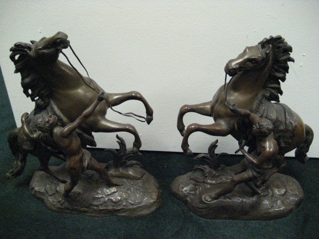 Pair of Late Ninteenth Century French Marly Horses in the Manner of Guillaume Coustou
