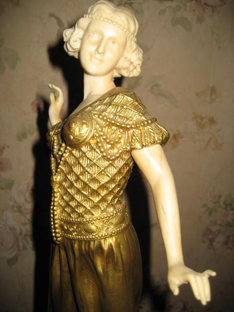 Late Nineteenth Century French Bronze and Ivory Statue of a Woman Dancing by A. Gori