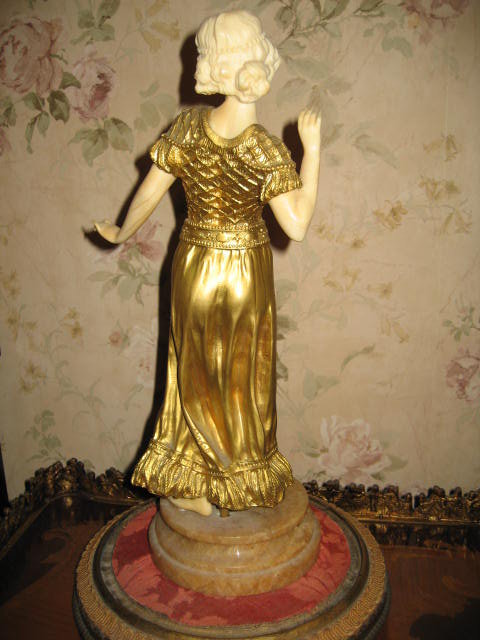 Late Nineteenth Century French Bronze and Ivory Statue of a Woman Dancing by A. Gori