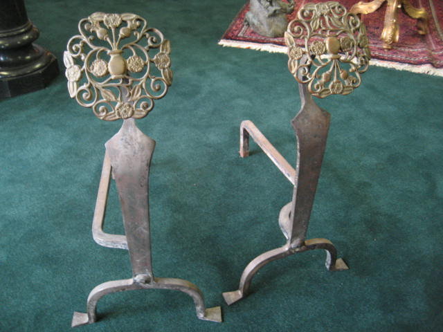 Eighteenth Century American Hand Forged Andirons