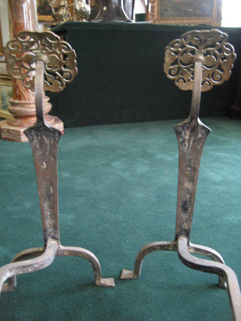 Eighteenth Century American Hand Forged Andirons