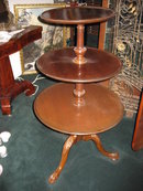 Original Nineteenth Century Mahogany Dumbwaiter (Server) of Three Tiers, Queen Anne, Acanthus Carved Knees And Carved Paw Feet