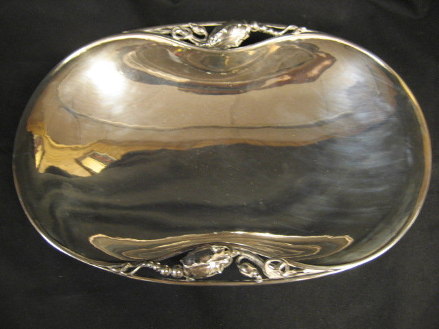 George Jensen Sterling Silver Hollowware Oval Serving Bowl Blossom Pattern # 2B Circa 1919