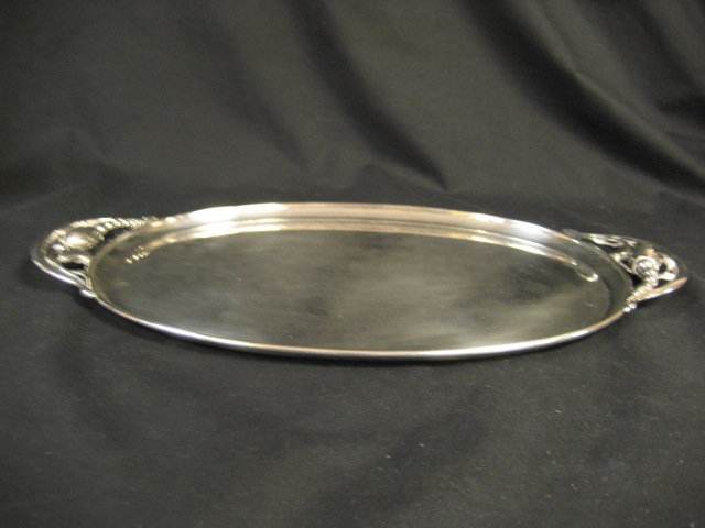 George Jensen Sterling Silver Hollowware Oval Serving Tray Blossom Pattern # 2H Circa 1919