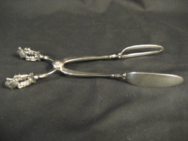 George Jensen Sterling Silver Large Solid Sandwich Tongs of the