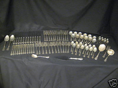 Alvin Chateau Rose Sterling Silver Flatware Set 85 Pcs