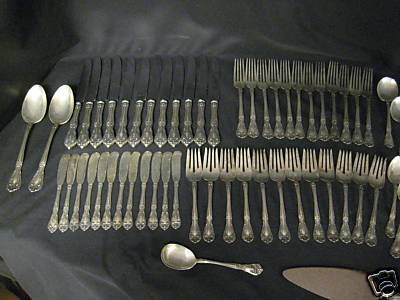Alvin Chateau Rose Sterling Silver Flatware Set 85 Pcs