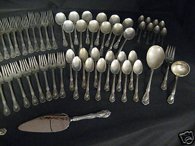 Alvin Chateau Rose Sterling Silver Flatware Set 85 Pcs