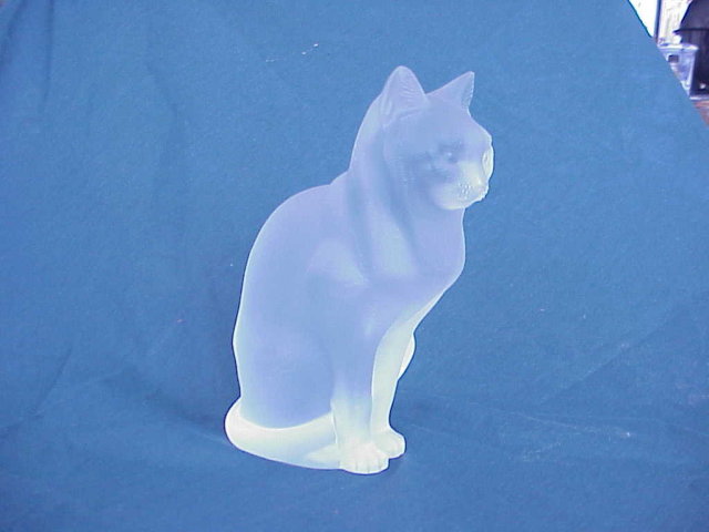 Old Lalique France Frosted Glass Figure of a Cat 8