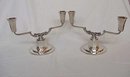 Pair Mid Century Modern CG Hallberg Sweden Sterling Silver Candelabras