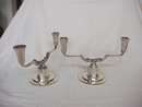 Pair Mid Century Modern CG Hallberg Sweden Sterling Silver Candelabras