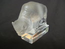 Old Lalique France Clear & Frosted Glass Buffalo Figure / Paperweight