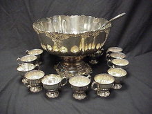 14 piece Wallace BAROQUE Silverplate Punchbowl Set