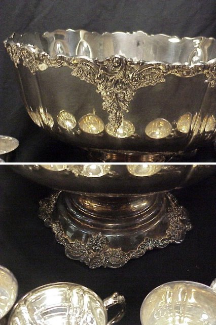 14 piece Wallace BAROQUE Silverplate Punchbowl Set