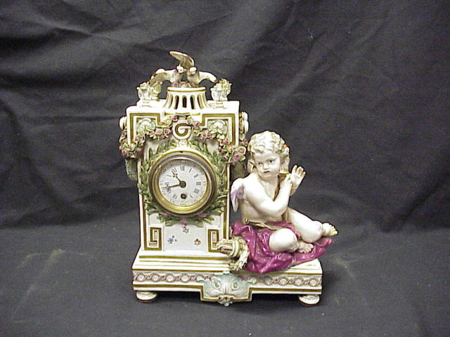 Antique Meissen Porc Cherub / Putti Figure Clock 12