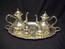 5pc Ornate Old Repousse German Sterling Silver Tea Set