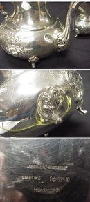5pc Ornate Old Repousse German Sterling Silver Tea Set