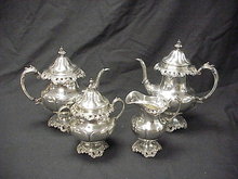4 piece Wallace Grande Baroque Sterling Silver Tea Set