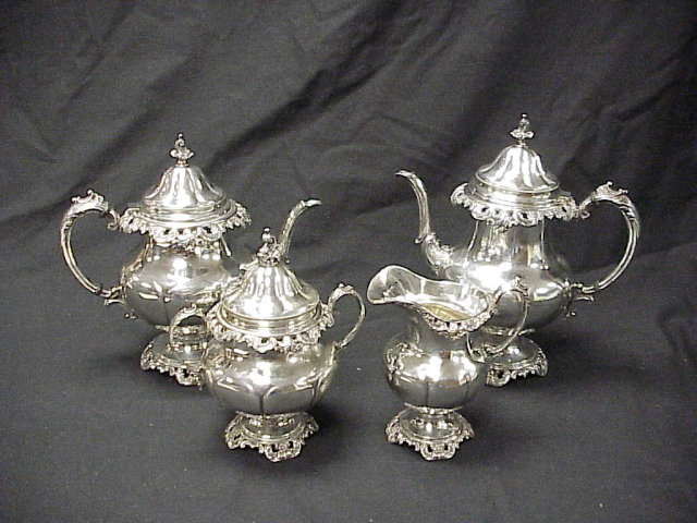4 piece Wallace Grande Baroque Sterling Silver Tea Set