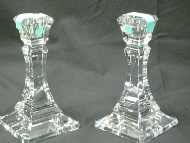 Pr Tiffany & Co Clear Cut Crystal Candlesticks 7
