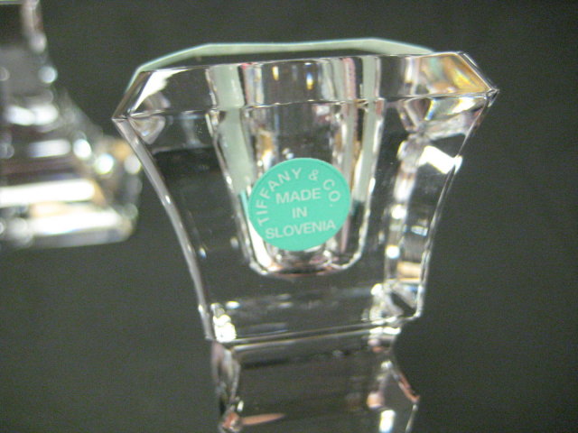 Pr Tiffany & Co Clear Cut Crystal Candlesticks 7