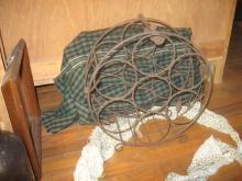metal with wood handle wine rack